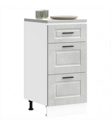 vidaXL Kitchen Base Cabinet Porto Concrete Grey Engineered Wood — Size: 40 x 46 x 81.5 cm, Model: 1x bottom cabinet (3 drawers)