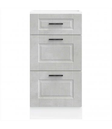 vidaXL Kitchen Base Cabinet Porto Concrete Grey Engineered Wood — Size: 40 x 46 x 81.5 cm, Model: 1x bottom cabinet (3 drawers)