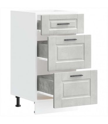 vidaXL Kitchen Base Cabinet Porto Concrete Grey Engineered Wood — Size: 40 x 46 x 81.5 cm, Model: 1x bottom cabinet (3 drawers)