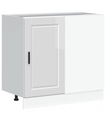 vidaXL Kitchen Base Cabinet "Porto" High Gloss White Enginee — Size: 86 x 46 x 81.5 cm, Model: 1x corner bottom cabinet (1 door)