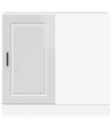 vidaXL Kitchen Base Cabinet "Porto" High Gloss White Enginee — Size: 86 x 46 x 81.5 cm, Model: 1x corner bottom cabinet (1 door)