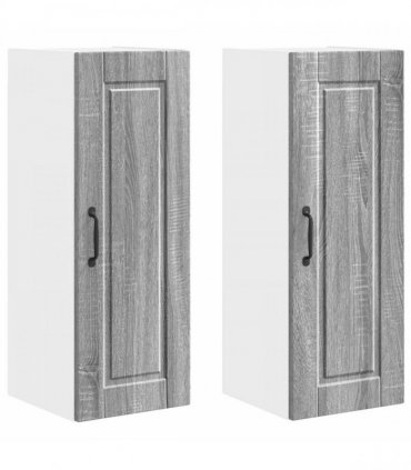 vidaXL Wall Cabinet PORTO 2 pcs Grey Sonoma 30 x 31 x 80 cm — Model: 2x wall cabinet (1 door)