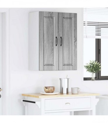 vidaXL Wall Cabinet PORTO 2 pcs Grey Sonoma 30 x 31 x 80 cm — Model: 2x wall cabinet (1 door)