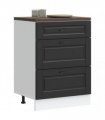 vidaXL Kitchen Base Cabinet "Porto" Black Engineered Wood — Size: 60 x 46 x 81.5 cm, Model: 1x bottom cabinet (3 drawers)