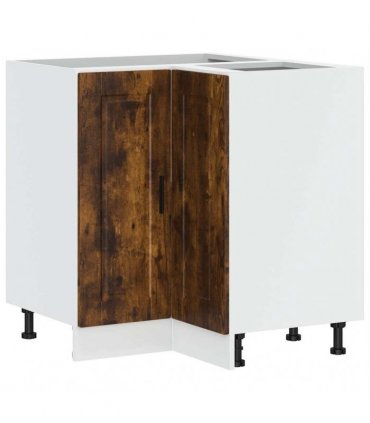 vidaXL Kitchen Corner Base Cabinet Porto Smoked Oak Eng — Size: 75.5 x 75.5 x 81.5 cm, Model: 1x corner bottom cabinet (2 doors)