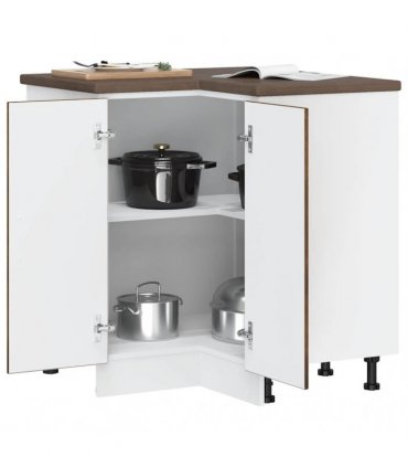 vidaXL Kitchen Corner Base Cabinet Porto Smoked Oak Eng — Size: 75.5 x 75.5 x 81.5 cm, Model: 1x corner bottom cabinet (2 doors)