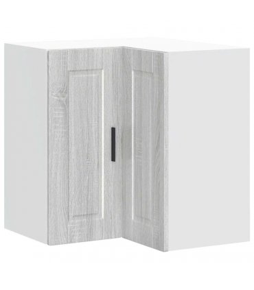 vidaXL Kitchen Wall Corner Cabinet "Porto" Grey Sonoma Engineered Wood — Size: 57 x 57 x 60 cm, Model: 1x wall corner cabinet