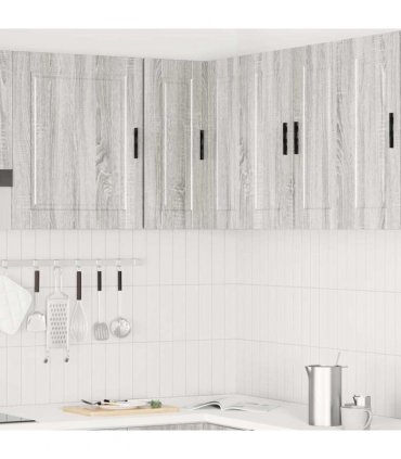 vidaXL Kitchen Wall Corner Cabinet "Porto" Grey Sonoma Engineered Wood — Size: 57 x 57 x 60 cm, Model: 1x wall corner cabinet