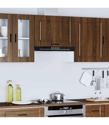 vidaXL Kitchen Wall Cabinet Porto Brown Oak Engineered Wood — Size: 60 x 31 x 40 cm, Model: 1x wall cabinet (1 flap door)