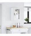 vidaXL Kitchen Wall Cabinet with Glass Door Porto White — Size: 40 x 31 x 60 cm, Model: 1x wall glass cabinet (1 door)