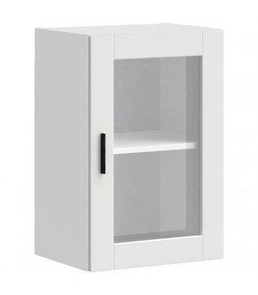 vidaXL Kitchen Wall Cabinet with Glass Door Porto White — Size: 40 x 31 x 60 cm, Model: 1x wall glass cabinet (1 door)