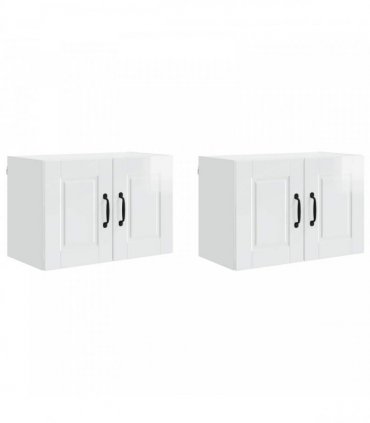 vidaXL Wall Cabinet PORTO 2 pcs High Gloss White 60 x 31 x 40 cm — Model: 2x wall cabinet (2 doors)