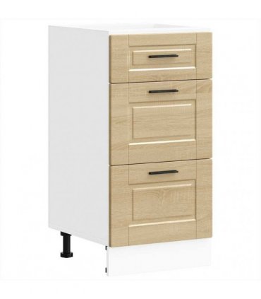 vidaXL Kitchen Base Cabinet Porto Sonoma Oak Engineered Wood — Size: 40 x 46 x 81.5 cm, Model: 1x bottom cabinet (3 drawers)