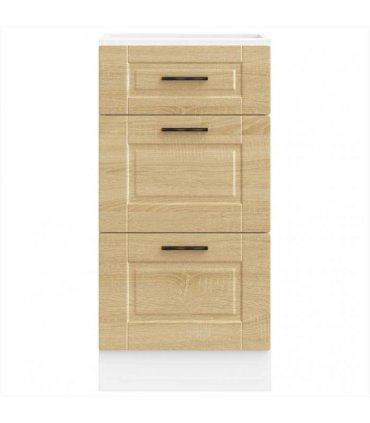 vidaXL Kitchen Base Cabinet Porto Sonoma Oak Engineered Wood — Size: 40 x 46 x 81.5 cm, Model: 1x bottom cabinet (3 drawers)