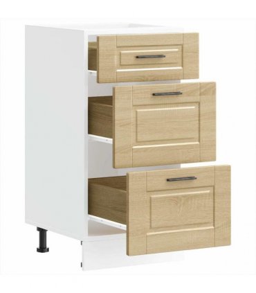 vidaXL Kitchen Base Cabinet Porto Sonoma Oak Engineered Wood — Size: 40 x 46 x 81.5 cm, Model: 1x bottom cabinet (3 drawers)