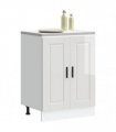 vidaXL Kitchen Base Cabinet Porto High Gloss White Engineered Wood — Size: 60 x 46 x 81.5 cm, Model: 1x bottom cabinet (2 doors)