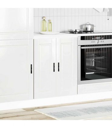 vidaXL Kitchen Base Cabinet Porto High Gloss White Engineered Wood — Size: 60 x 46 x 81.5 cm, Model: 1x bottom cabinet (2 doors)