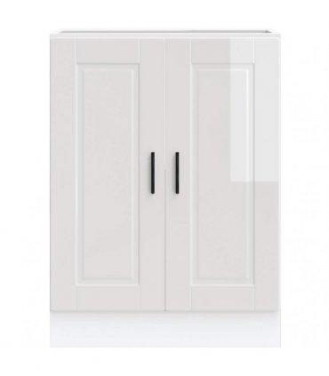 vidaXL Kitchen Base Cabinet Porto High Gloss White Engineered Wood — Size: 60 x 46 x 81.5 cm, Model: 1x bottom cabinet (2 doors)