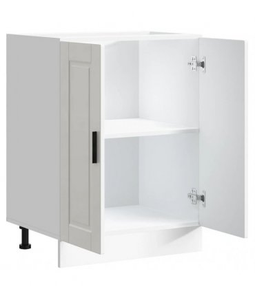 vidaXL Kitchen Base Cabinet Porto High Gloss White Engineered Wood — Size: 60 x 46 x 81.5 cm, Model: 1x bottom cabinet (2 doors)