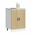 vidaXL Kitchen Base Cabinet Porto Sonoma Oak Engineered Wood — Size: 60 x 46 x 81.5 cm, Model: 1x bottom cabinet (2 doors)
