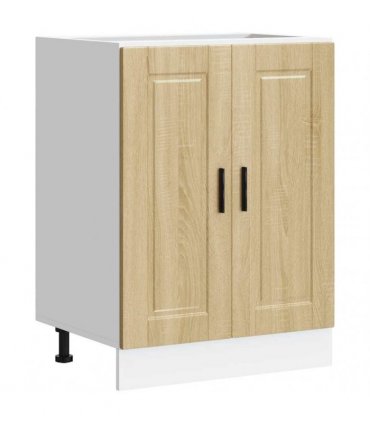 vidaXL Kitchen Base Cabinet Porto Sonoma Oak Engineered Wood — Size: 60 x 46 x 81.5 cm, Model: 1x bottom cabinet (2 doors)