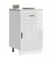 vidaXL Kitchen Base Cabinet Porto High Gloss White Enginee — Size: 50 x 46 x 81.5 cm, Model: 1x bottom cabinet (1 door 1 drawer)
