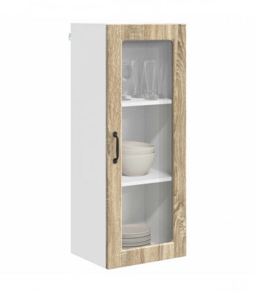 vidaXL Wall Glass Cabinet PORTO Sonoma Oak 40 x 31 x 100 cm — Model: 1x wall glass cabinet (1 door)