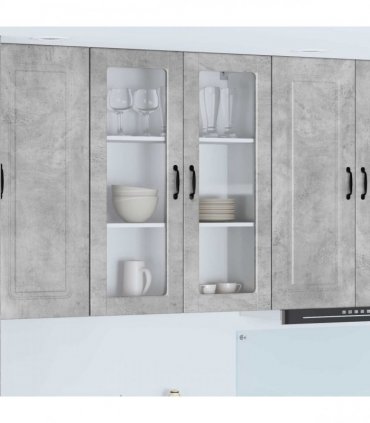 vidaXL Wall Glass Cabinet PORTO Concrete Grey 80 x 31 x 100 cm — Model: 1x wall glass cabinet (2 doors)