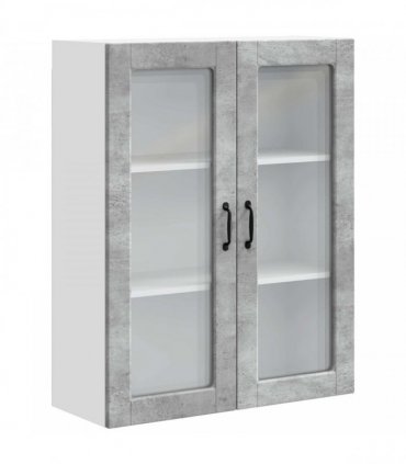 vidaXL Wall Glass Cabinet PORTO Concrete Grey 80 x 31 x 100 cm — Model: 1x wall glass cabinet (2 doors)