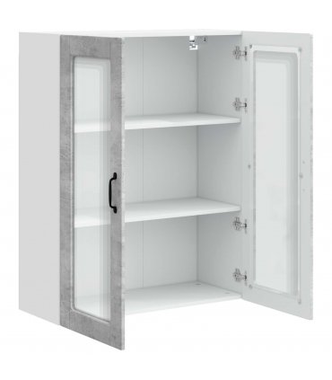 vidaXL Wall Glass Cabinet PORTO Concrete Grey 80 x 31 x 100 cm — Model: 1x wall glass cabinet (2 doors)