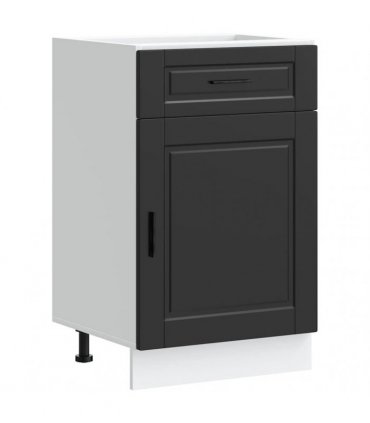 vidaXL Kitchen Base Cabinet Porto Black Engineered Wood — Size: 50 x 46 x 81.5 cm, Model: 1x bottom cabinet (1 door 1 drawer)