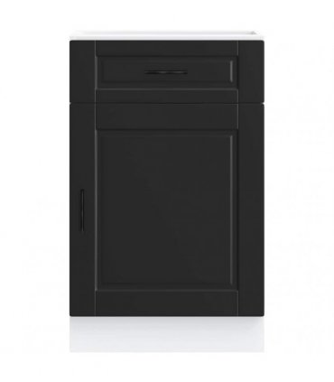 vidaXL Kitchen Base Cabinet Porto Black Engineered Wood — Size: 50 x 46 x 81.5 cm, Model: 1x bottom cabinet (1 door 1 drawer)