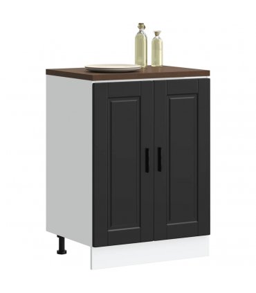 vidaXL Kitchen Base Cabinet Porto Black Engineered Wood — Size: 60 x 46 x 81.5 cm, Model: 1x bottom cabinet (2 doors)