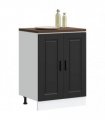 vidaXL Kitchen Base Cabinet Porto Black Engineered Wood — Size: 60 x 46 x 81.5 cm, Model: 1x bottom cabinet (2 doors)