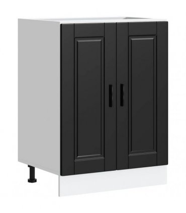 vidaXL Kitchen Base Cabinet Porto Black Engineered Wood — Size: 60 x 46 x 81.5 cm, Model: 1x bottom cabinet (2 doors)
