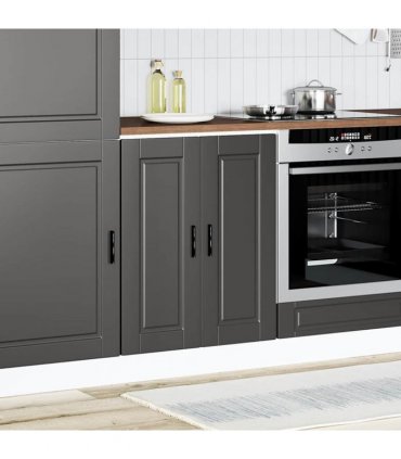 vidaXL Kitchen Base Cabinet Porto Black Engineered Wood — Size: 60 x 46 x 81.5 cm, Model: 1x bottom cabinet (2 doors)