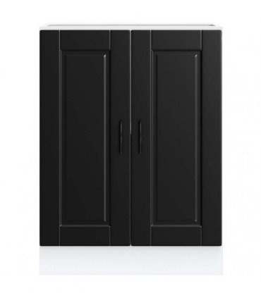 vidaXL Kitchen Base Cabinet Porto Black Engineered Wood — Size: 60 x 46 x 81.5 cm, Model: 1x bottom cabinet (2 doors)