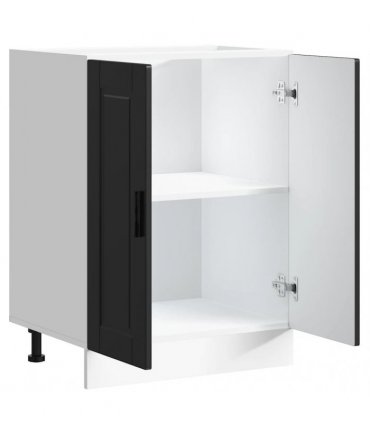 vidaXL Kitchen Base Cabinet Porto Black Engineered Wood — Size: 60 x 46 x 81.5 cm, Model: 1x bottom cabinet (2 doors)