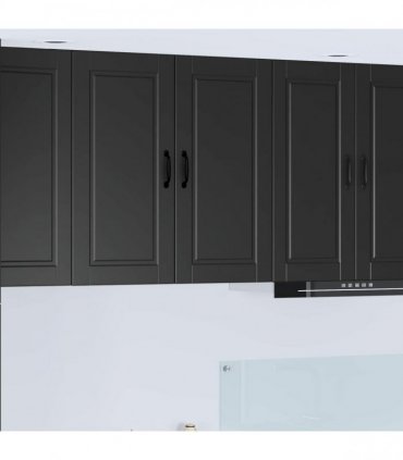 vidaXL Wall Cabinet PORTO Black 80 x 31 x 80 cm Engineered Wood — Model: 1x wall cabinet (2 doors)