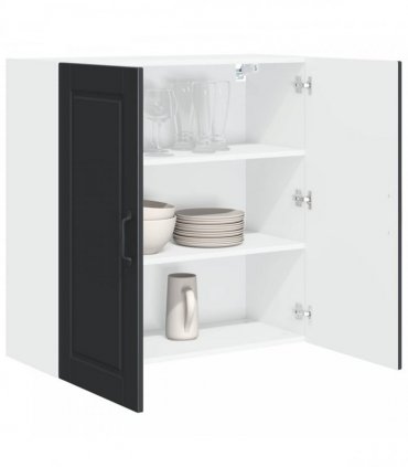 vidaXL Wall Cabinet PORTO Black 80 x 31 x 80 cm Engineered Wood — Model: 1x wall cabinet (2 doors)
