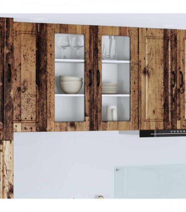 vidaXL Wall Glass Cabinet PORTO Old Wood 80 x 31 x 80 cm — Model: 1x wall glass cabinet (2 doors)