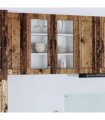 vidaXL Wall Glass Cabinet PORTO Old Wood 80 x 31 x 80 cm — Model: 1x wall glass cabinet (2 doors)