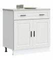 vidaXL Kitchen Base Cabinet Porto White Engineered Wood — Size: 80 x 46 x 81.5 cm, Model: 1x bottom cabinet (2 doors 2 drawers)