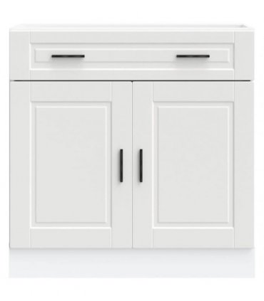 vidaXL Kitchen Base Cabinet Porto White Engineered Wood — Size: 80 x 46 x 81.5 cm, Model: 1x bottom cabinet (2 doors 2 drawers)