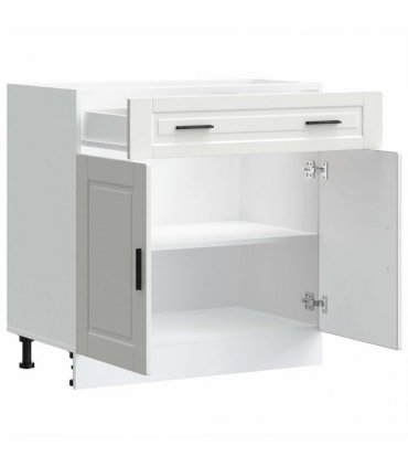 vidaXL Kitchen Base Cabinet Porto White Engineered Wood — Size: 80 x 46 x 81.5 cm, Model: 1x bottom cabinet (2 doors 2 drawers)