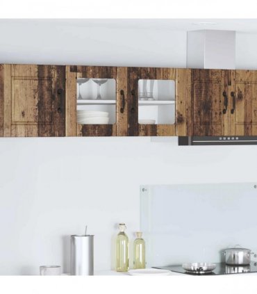 vidaXL Wall Glass Cabinet PORTO Old Wood 80 x 31 x 40 cm — Model: 1x wall glass cabinet (2 doors)