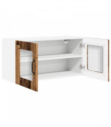 vidaXL Wall Glass Cabinet PORTO Old Wood 80 x 31 x 40 cm — Model: 1x wall glass cabinet (2 doors)