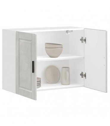 vidaXL Kitchen Wall Cabinet Porto Concrete Grey Engineered Wood — Size: 80 x 31 x 60 cm, Model: 1x wall cabinet (2 doors)