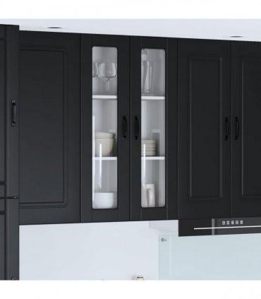 vidaXL Wall Glass Cabinet PORTO Black 60 x 31 x 100 cm Engineered Wood — Model: 1x wall glass cabinet (2 doors)