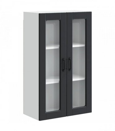 vidaXL Wall Glass Cabinet PORTO Black 60 x 31 x 100 cm Engineered Wood — Model: 1x wall glass cabinet (2 doors)